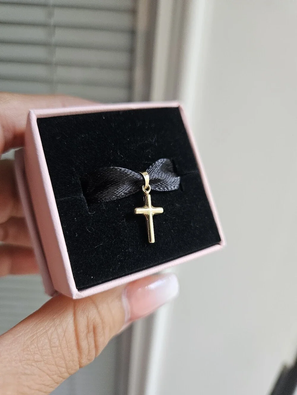 Vintage Solid 14k Yellow Gold Tiny Cross Pendant